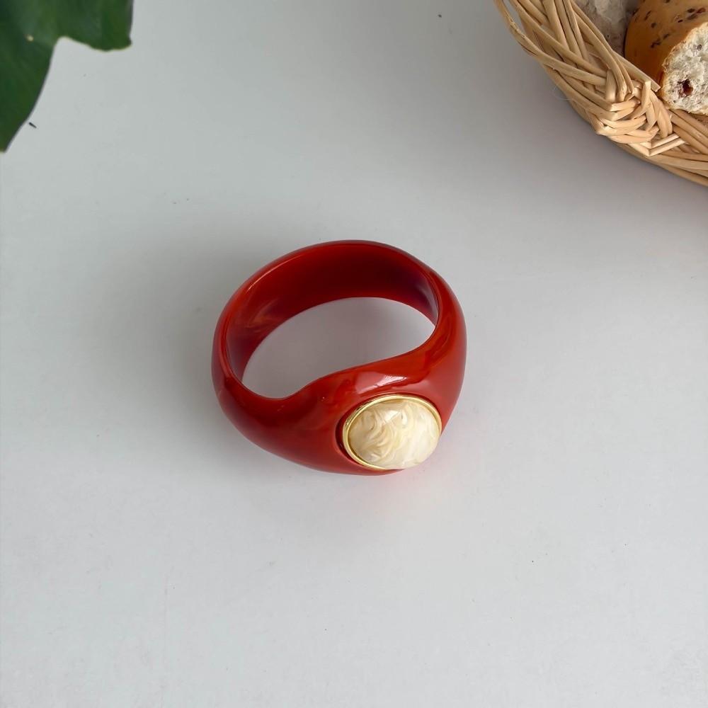 Stone Inlay Wide Bangle Oval Chunky Bracelet New Irregular Resin Bracelet Gifts