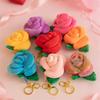 Rose Pendant Decoration For Valentine's Day, Cute Plush Simulation Rose Keychain, Valentine's Day Gift Bouquet