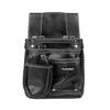 SK11 Carbon Leather Nail Pouch, Black, Genuine Cowhide Leather, Belt Loop with Slit, Ink Pot Pocket (SK-CLK-SP)