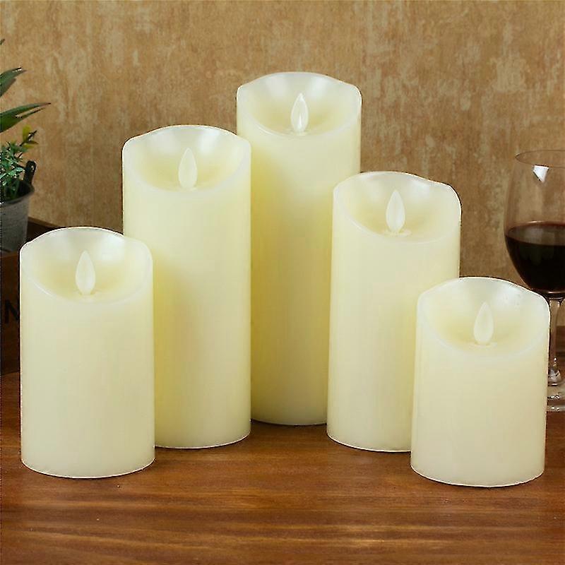 5pcs Flame Electronic Candle Flickering Led Pillar Chapel Candle Lights Home Party