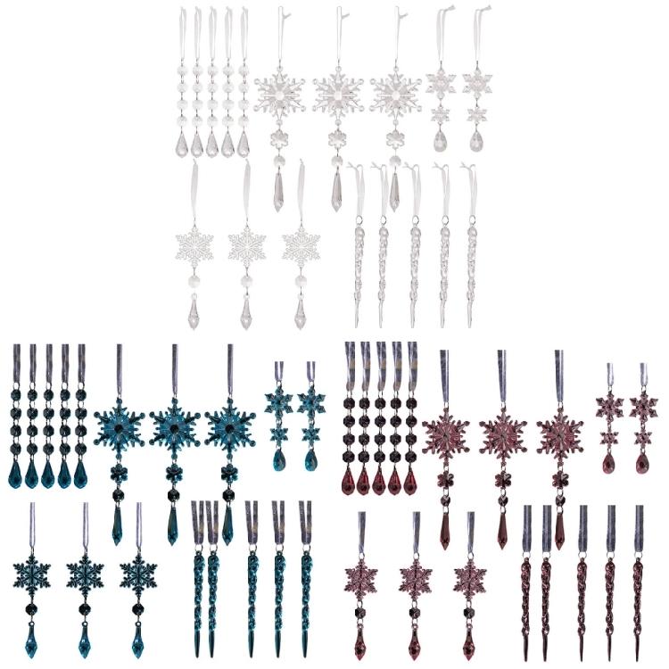 18Pieces Premium Acrylic Ice Christmas Ornamentation Crystal Snowflake Transparent Decors For Indoor Festival Display