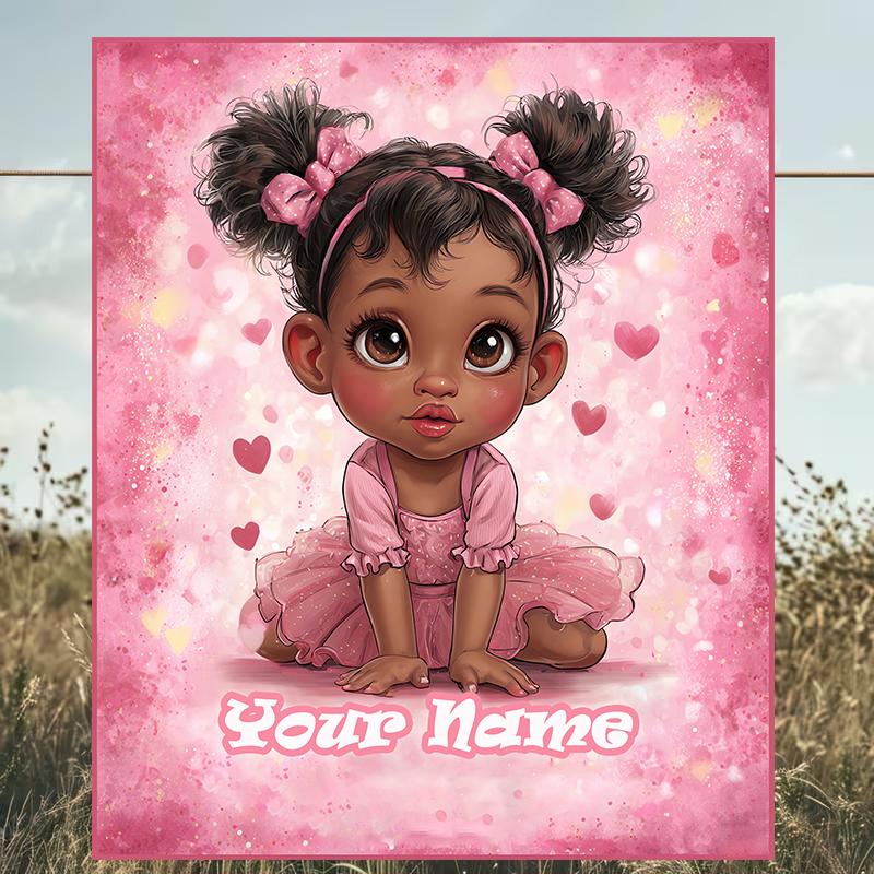 1PC Custom Name Pink Hearts Art outdooor Flannel blankets Patterns Throw Blanket All-Season Soft Gift for Couch, Bed, Camping gifts