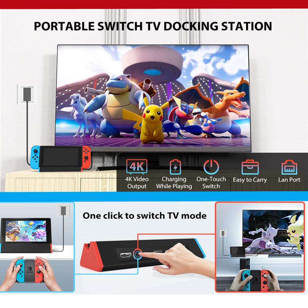 Portable Tv Dock Station For Nintendo Switch/switch Oled With 4k Hdmi-compatible Adapter/type C Port/usb Port