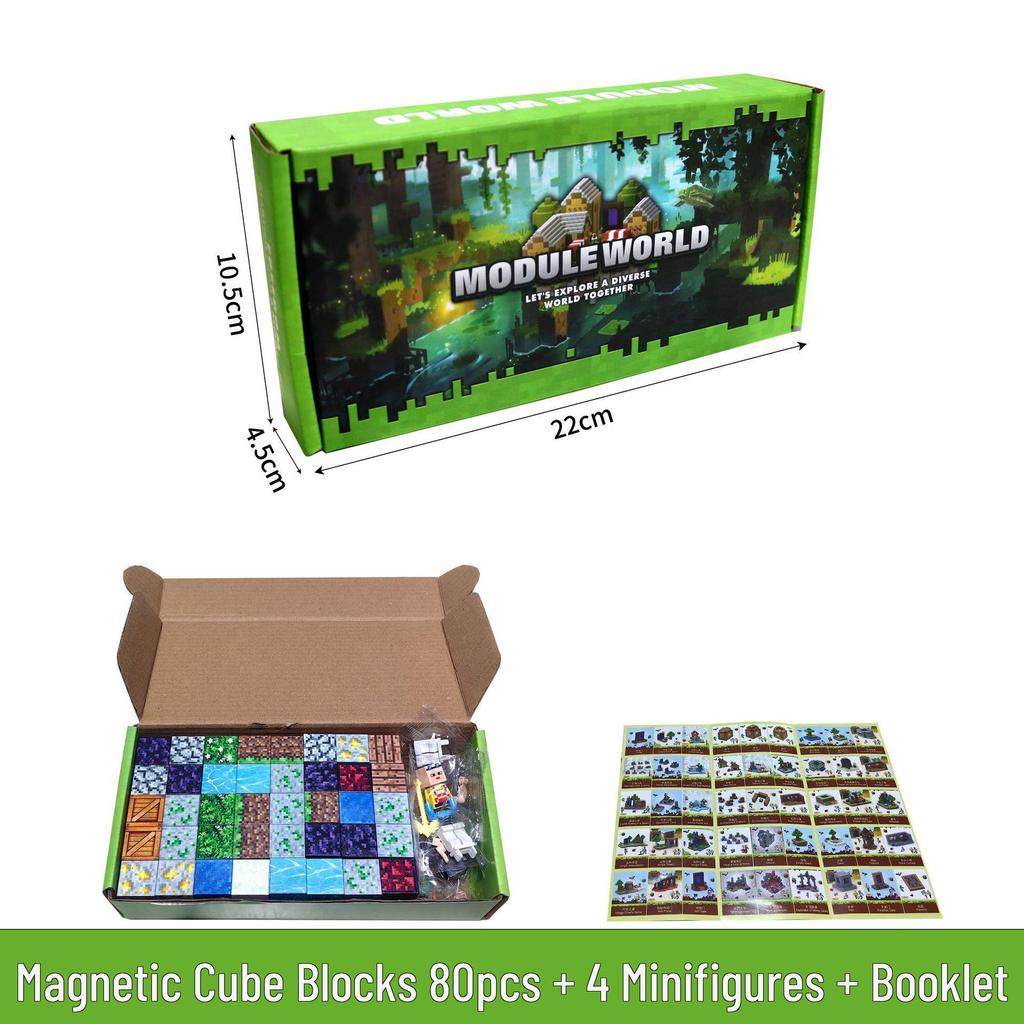 Magnetic Cube Building Blocks: Creative World for Kids - Gift Set with Storage Bucket