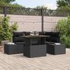 Garden Sofa Set with Storage 5 pcs Black Poly Rattan
