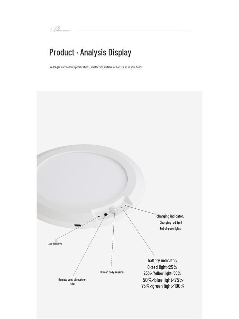 Wireless LED Ceiling Light with Motion Sensor & Remote, USB Rechargeable for Hallway, Cloakroom, or Balcony.