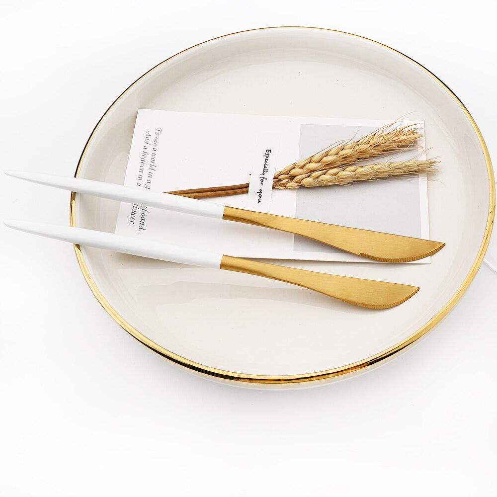 Посуда из белого золота, нож, десертная вилка, кофейные ложки, посуда, нож для масла, вилка для торта, 1 шт., набор столовых приборов из нержавеющей стали 18/10