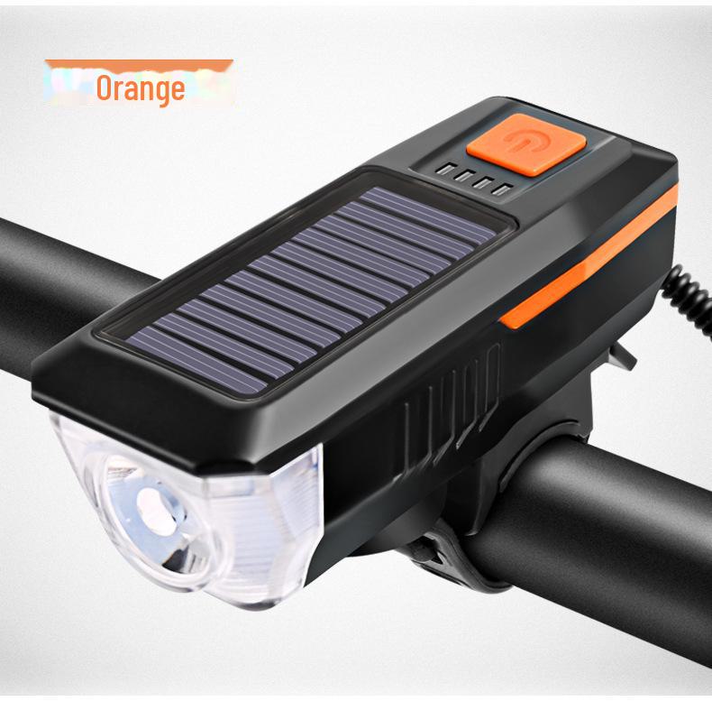 Solar-Powered Bicycle Headlight with USB Charging and Electric Display