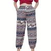 Слоны Штаны для прыжков Карман Регулируемая эластичная высокая талия Ремешок Унисекс Мужской Женский Принт Таиланд Повседневная уличная одежда Пляжный Бохо Ретро Винтаж