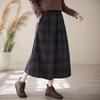 Шерстяная юбка в клетку в стиле ретро для женщин зимой с высокой талией, спускающейся вниз, чтобы они выглядели стройнее, юбка А-силуэта выше колена средней длины