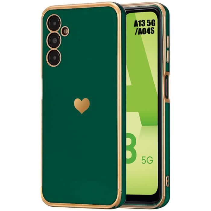 Protective Case - PROSHOP - for Samsung Galaxy A04s / A13 5G - Flexible TPU - Heart Pattern - Night Green