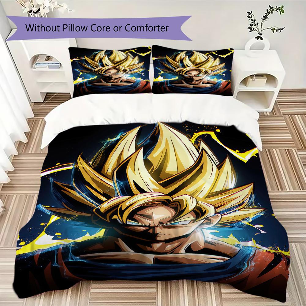 Постельное белье Son Goku, 3 предмета: пододеяльник с 2 наволочками, цифровая печать, без наполнителя, Подарок -HYQ15