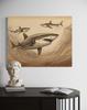 Canvas Print, Sharks Animals Vintage