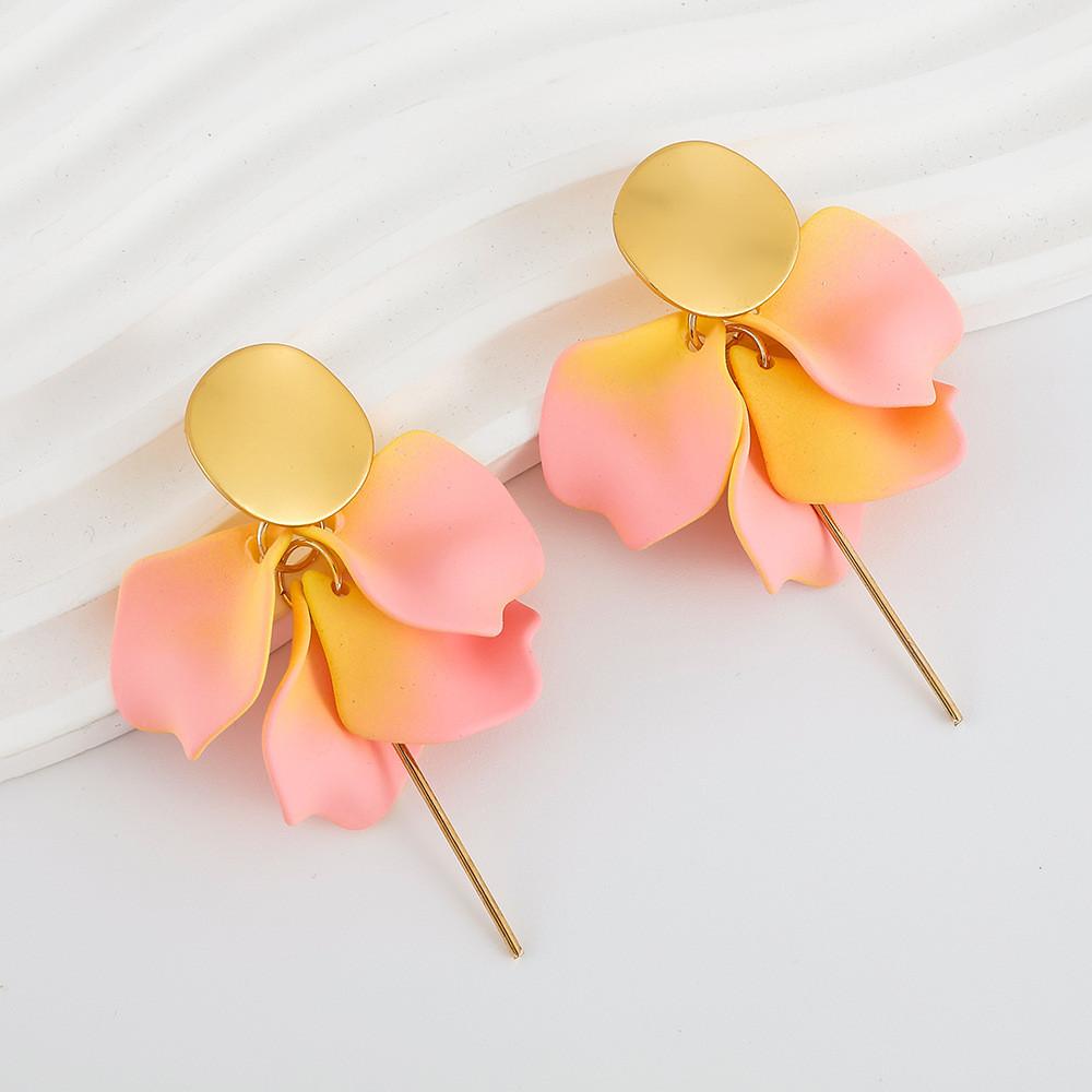 Pinkdudu Модные серьги-капли в виде лепестков роз, серьги-цветы из смолы с градиентным цветом, женские украшения PD2380