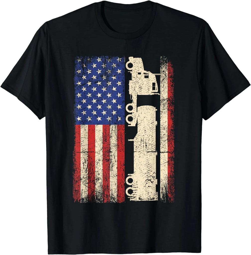 Truck Driver USA American Flag Shirt Patriotic Trucker Men Gift Unisex T-Shirt