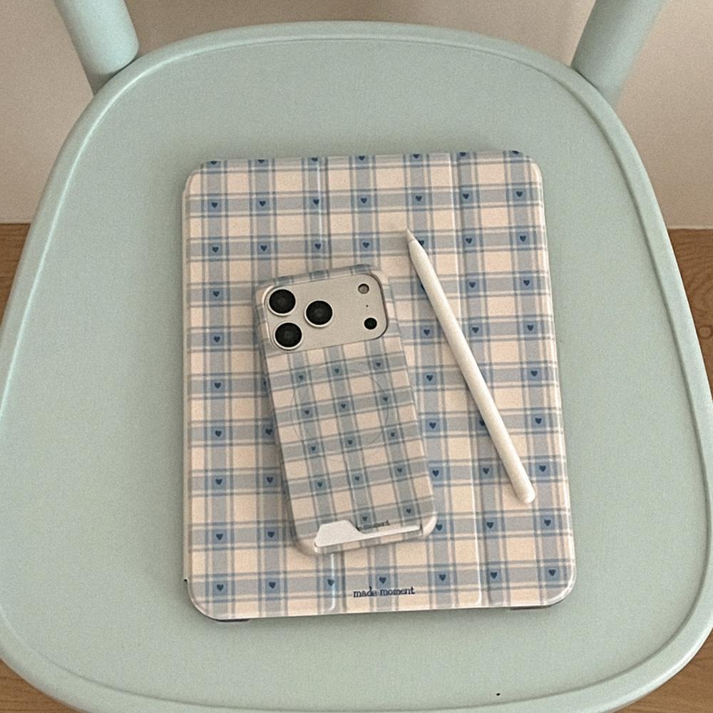 Mademoment Чехол для iPad с дизайном в мелкую клетку и сердечками (Тип B)