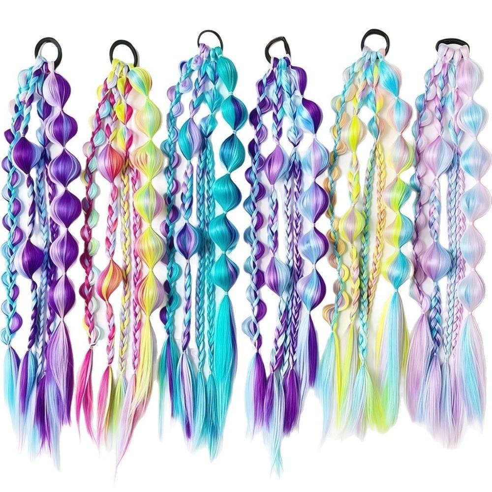 Multi-Color Lantern Bubble Twist Braid Long Gradient Hair Wrap Music Festival