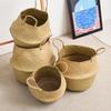 Wicker Basket Toy Organizer Folding Rattan Seagrass Storage Basket Laundry Woven Basket Plant Flower Pot for Home Garden