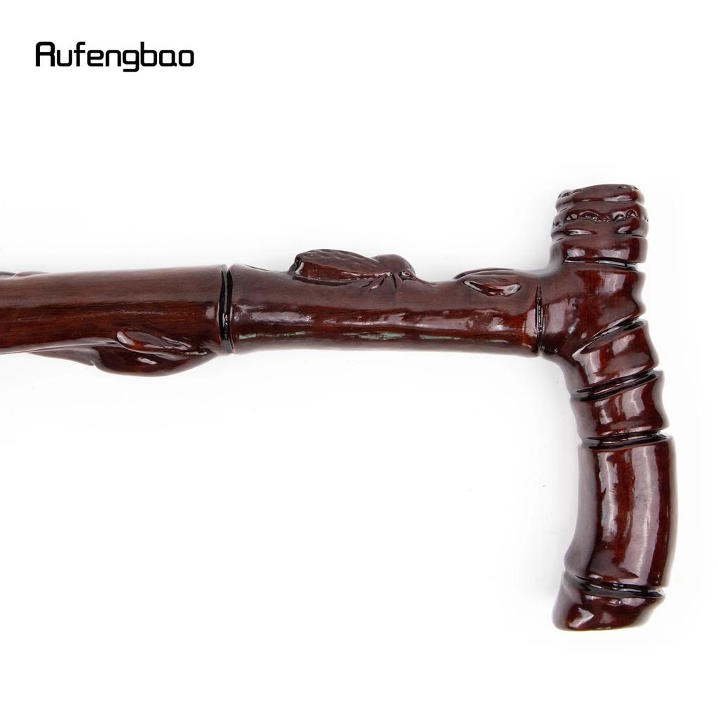 Brown Cicada Bamboo Wooden Single Joint Fashion Walking Stick Decorative Cospaly Cane Halloween Mace Crutch Wand Crosier 92cm