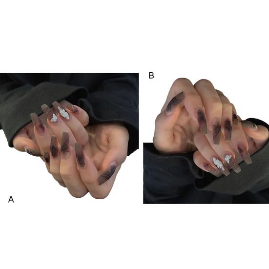 1 комплект великолепных ультратонких 2 цветов накладных ногтей с полным покрытием, накладной дизайн маникюра для маникюрного салона