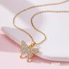 New Niche Design Retro Butterfly Micro-Inlaid Zircon Pendant Necklace Women'S Fashion Collarbone Chain