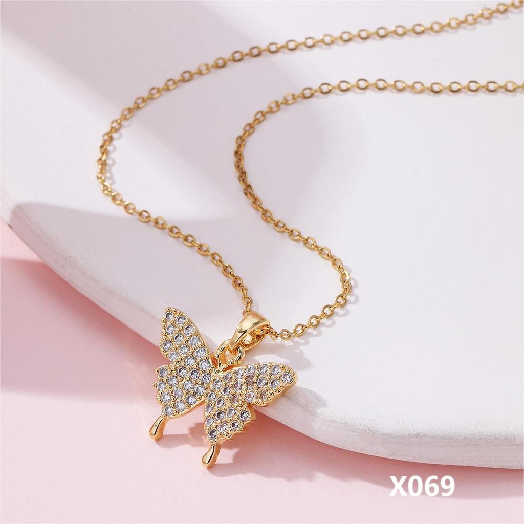 New Niche Design Retro Butterfly Micro-Inlaid Zircon Pendant Necklace Women'S Fashion Collarbone Chain