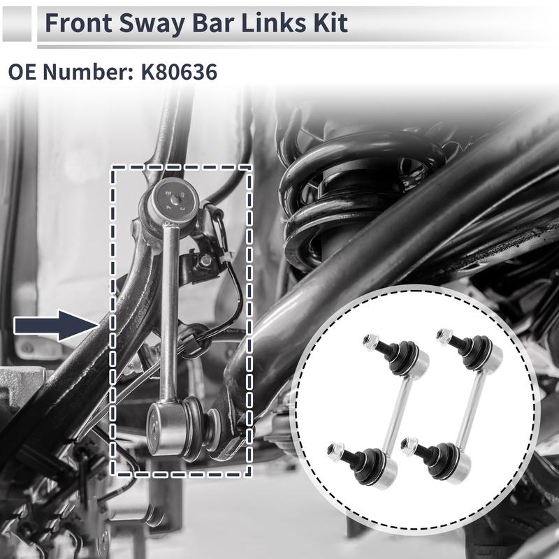 UXCELL Front Stabilizer Bar Links No Bushing for GMC Canyon RWD 2004-2012 No.K80636 Iron Rubber Silver Tone 2 Pcs