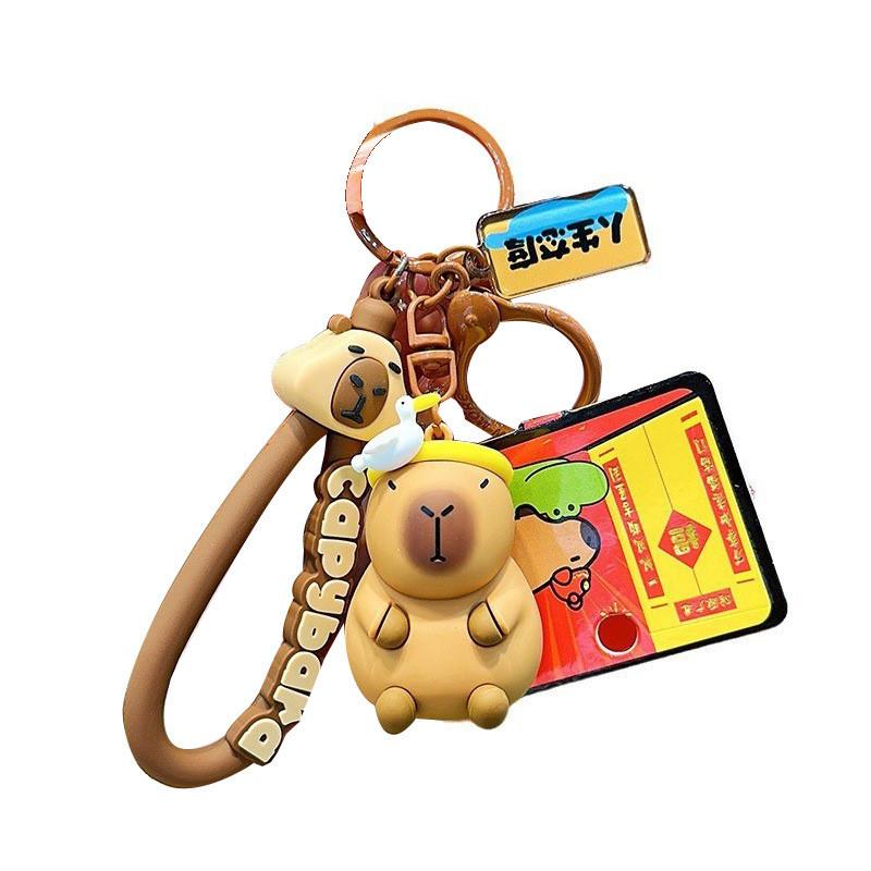 Capybara Playful Animal Party Keychain Cute Cartoon Silicone Accessory Keys For