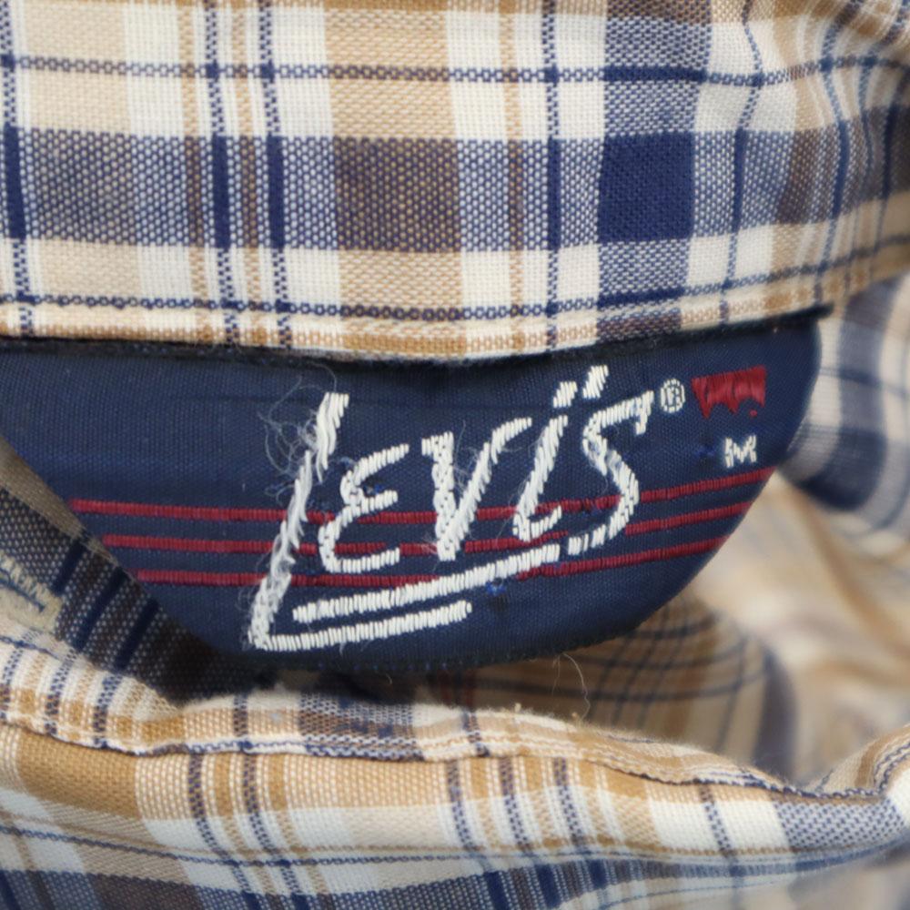 Levi's Винтажная рубашка 70-х годов в клетку, с длинным рукавом, M, бежевая и другие, мужская, б/у