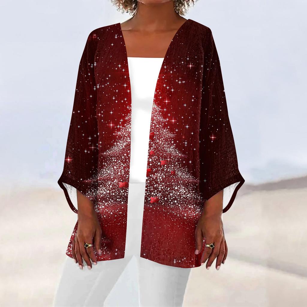 Женская повседневная модная легкая куртка средней длины с принтом, кардиган