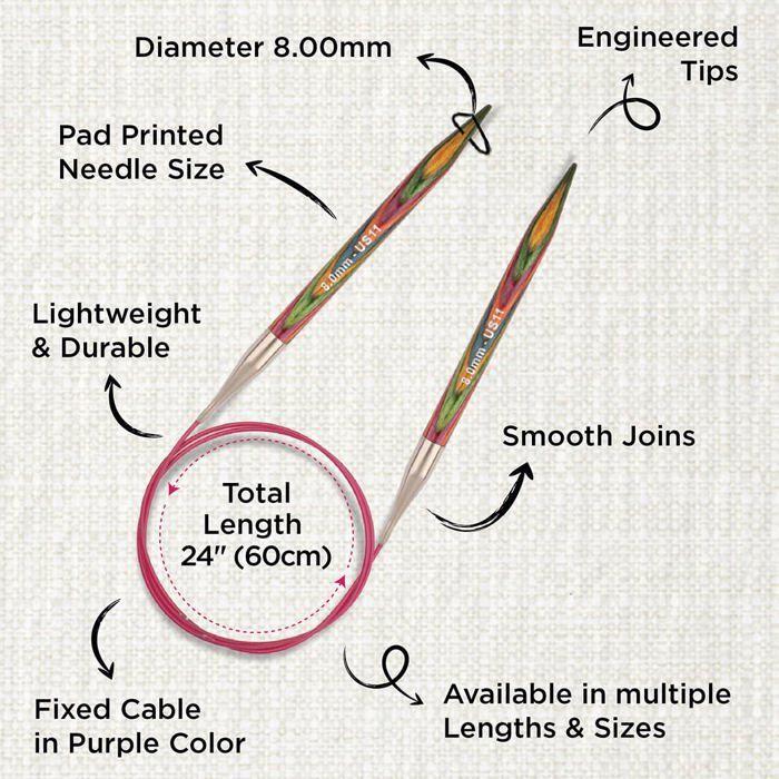 Aiguilles KnitPro Circulaires fixes 60 cm Symfonie 8mm