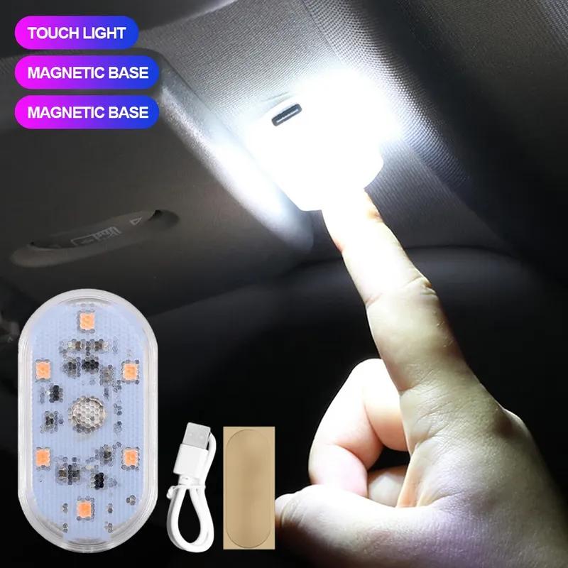 1Pcs LED Car Mini Touch Light Car Roof Magnet Camper Car Interior Lighting USB Charging Portable Auto Roof Reading Night Lamp