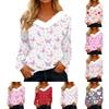 Women's Valentine's Day Printed Long-Sleeved Shirt, V-Neck, Casual Loose-Fitting T-Shirt Top
