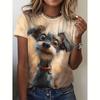 Short Sleeved Women's T-shirt Summer 3D Dog Print Street Crew Women's T-shirt