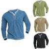 Cotton Small V-neck T-shirts Men's Casual T-shirt Fall Winter Long-sleeved Comfortable Soft Stretch Henley Shirt Men Pullover