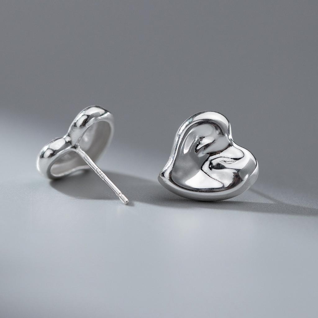 925 Silver Heart Stud Earrings For Women Engagement Wedding Fine Jewelry Friends Gift Accessories Trend Jewellery