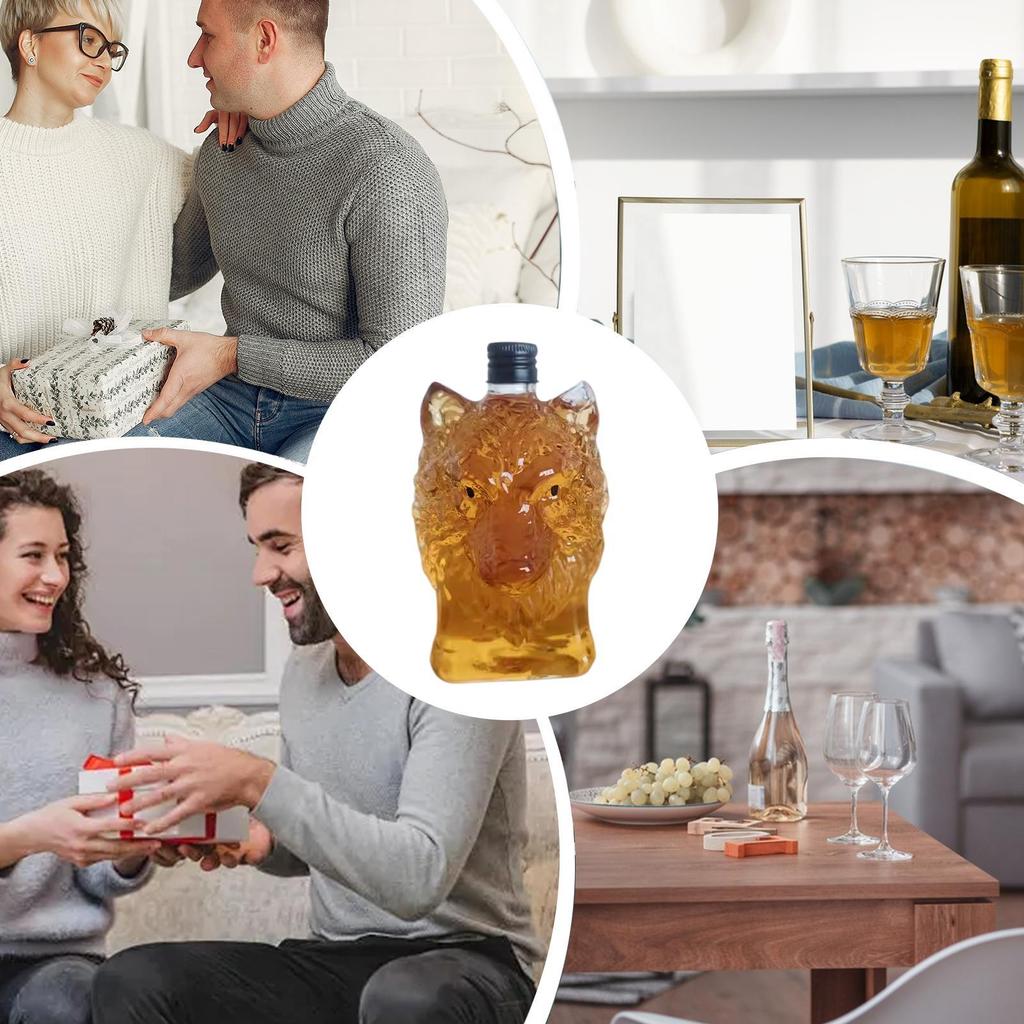 Забавная бутылка виски с гербом волка, гравированный винтажный декантер для виски на волчью тематику, бутылка для ликера, уникальный барный подарок для мужчин