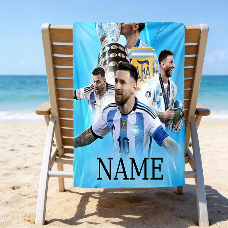 1pc Football32 Beach Towel with Custom Name, Beach/Swimming/Bath/Picnic/Camping Towel, Suitable for Seaside Beaches