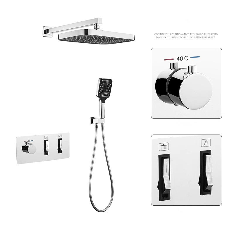 Термостатический смеситель для душа и ванны с отделкой под шлифованное золото, встраиваемый, серый, с функцией тропического душа