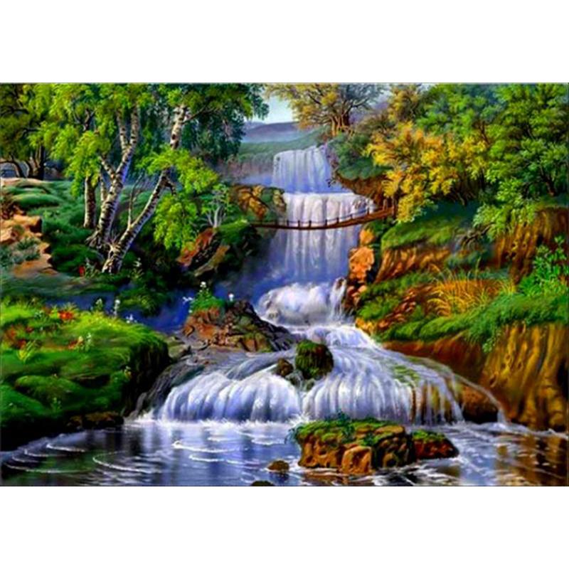 DIY Waterfall 5D Diamond Painting Full Round Drill Mosaic Rhinestones Landscape Diamond Embroidery Cross Stitch Home Decor Gift