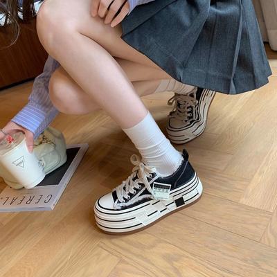 Колледж выходного дня~ Борода нищего платформа для увеличения высоты повседневные парусиновые туфли полуботинки на платформе