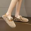Internet Celebrities Wear Two Fluffy Shoes On One Foot, Women Wear Plush Thermal Slippers, 2024 New Autumn and Winter Plush Shoes