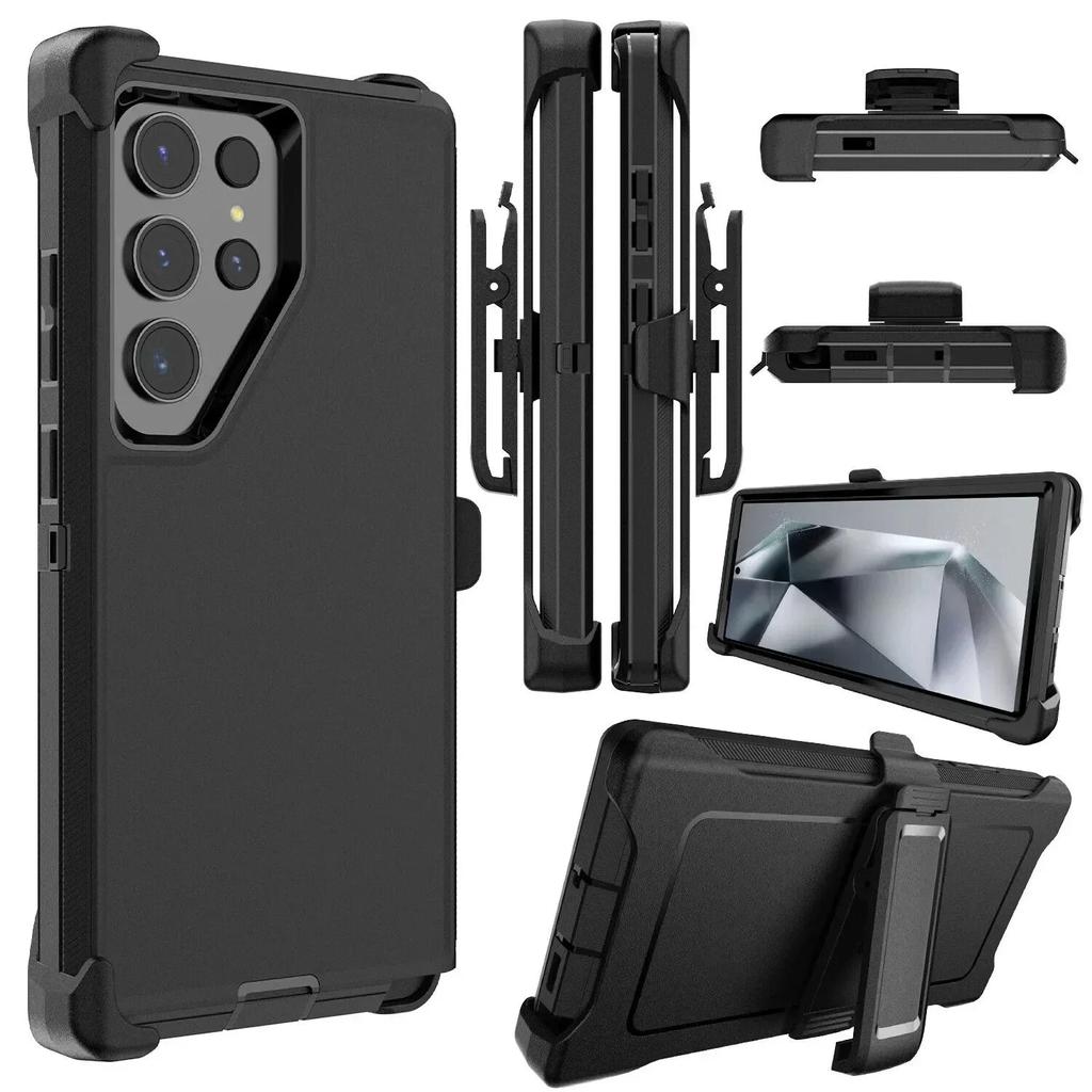 Hybrid Heavy Duty Armor Stand Case for Samsung Galaxy S24 S23 S22 S21 S20 Ultra S10 Plus Note 20 10 9 8 Otter Case Box Holder with Belt Clip Cover