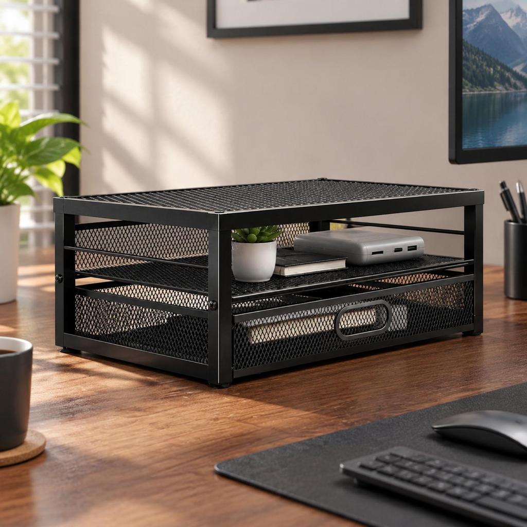Display Stand with Storage Drawer combinedFunction Riser compartmentSaving