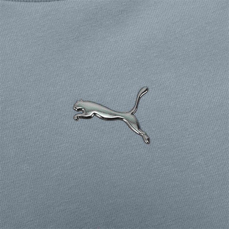 Puma Приталенный пуловер с круглым вырезом, футболка с коротким/длинным рукавом, женский топ, серый 633246-89