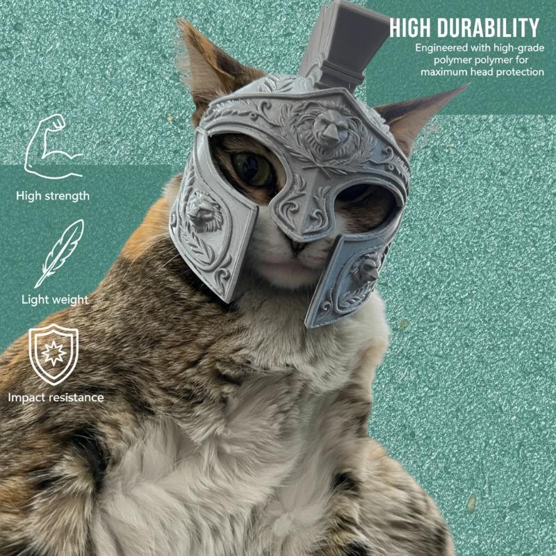 3D-печатный римский шлем для кошек Креативный прочный костюм для питомца Декоративный головной убор для фотозоны Фестиваль Косплей