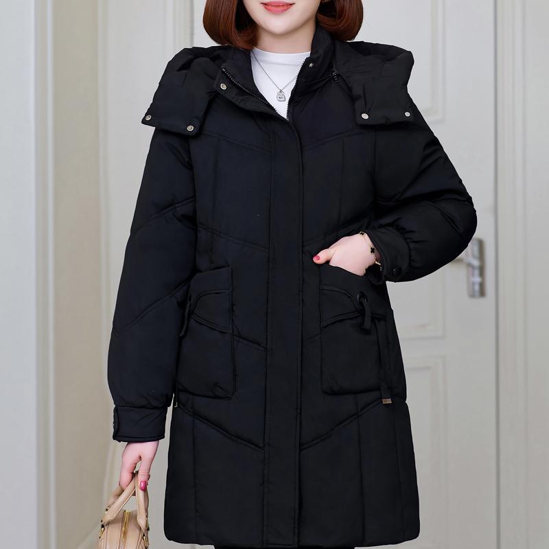 Женское длинное пальто зимняя верхняя одежда больших размеров элегантная женская куртка с капюшоном повседневная свободная толстая теплая парка