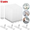 12 Pairs Punch-free Frame Tape Strips Picture Frame Wall Hook Decorate Wall Hanger