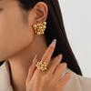 CCB Beaded Stud Earrings Open Ring Set Geometric Alloy Women Fashion Unique Braided Jewelry Set Punk Party Gift