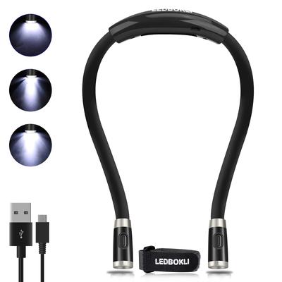Светодиодная лампа для шеи LEDBOKLI, светодиодная лампа для чтения, 6500-7000K, 3 уровня яркости, лампа для чтения, без рук, перезаряжаемая через USB, регулируемая на 360 градусов, 650 мАч, идеальная